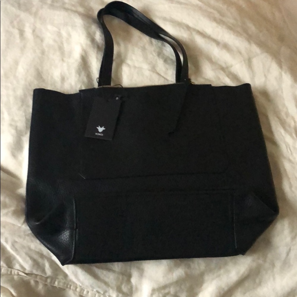 kiko black all leather tote!